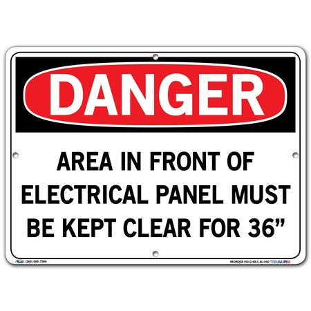 Vestil Sign, Danger, 14.5x10.5", Aluminum, .040, SI-D-48-C-AL-040 SI-D-48-C-AL-040